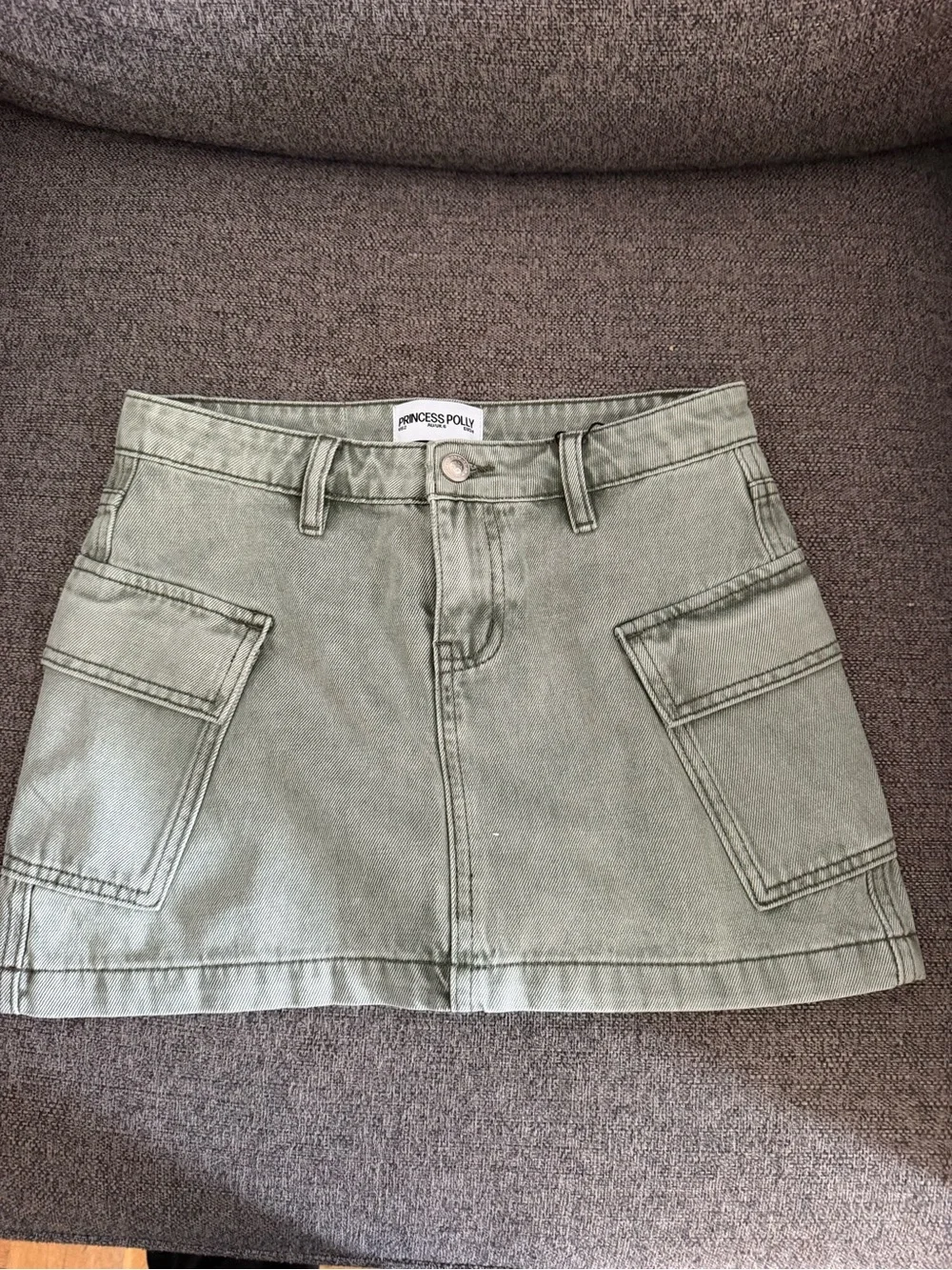 Princess Polly Green Cargo Denim Mini Skirt